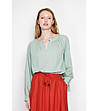 Дамска светлозелена блуза с туниска яка JADE-3 снимка
