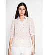 Дамска розова риза на райе с принт сърца ROSEE-1 снимка