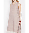 Бежова рокля без ръкави с V-образно деколте Leila-4 снимка