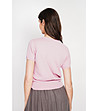 Розова плетена блуза с къс ръкав с лен-3 снимка