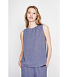 Дамски син топ без ръкави -2 снимка