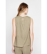 Дамски каки топ без ръкави от лен-2 снимка