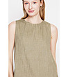 Дамски каки топ без ръкави от лен-4 снимка