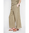 Дамски панталон с висока талия от лен-1 снимка
