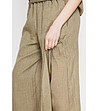 Дамски панталон с висока талия от лен-4 снимка