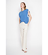 Дамска синя тениска с широка кройка -1 снимка