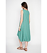 Зелена рокля без ръкави с асиметричен подгъв-2 снимка