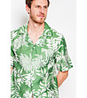 Зелена мъжка риза с къс ръкав и хавайски принт MENTHE-3 снимка