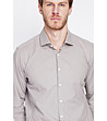 Мъжка бежова риза с италианска яка MARRON-2 снимка
