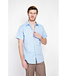 Светлосиня мъжка риза с къс ръкав AZUR-2 снимка