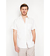 Бяла мъжка риза с къс ръкав BLANC-4 снимка