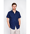 Тъмносиня мъжка риза с къс ръкав MARINE-1 снимка
