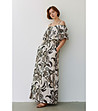 Дамска дълга рокля с принт и открити рамене-1 снимка