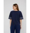 Тъмносиня дамска блуза с раета -3 снимка