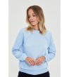 Светлосин дамски суитшърт с флорална апликация-2 снимка