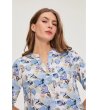 Дамска синя риза с флорален принт-1 снимка