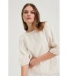 Кремава дамска блуза с обемни ръкави-2 снимка