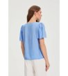 Светлосиня дамска блуза с къс ръкав-2 снимка