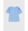 Светлосиня дамска блуза с къс ръкав-4 снимка