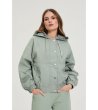 Дамско маслено зелено яке с качулка-1 снимка