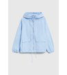 Светлосиньо дамско яке с качулка -4 снимка