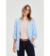 Дамско светлосиньо сако с 3/4 ръкави -3 снимка