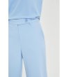 Светлосин дамски панталон с широк крачол-2 снимка