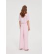 Дамски розов панталон с широк крачол-4 снимка