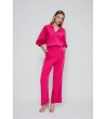 Дамски панталон в цвят фуксия с прав крачол-1 снимка