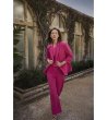 Дамски панталон в цвят фуксия с прав крачол-4 снимка