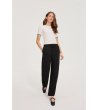 Дамски черен панталон с широк крачол-2 снимка
