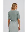 Дамска зелена плетена блуза с къс ръкав-3 снимка