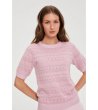 Дамски розов пуловер с къс ръкав-2 снимка