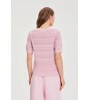 Дамски розов пуловер с къс ръкав-3 снимка