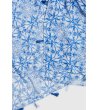 Дамски син шал с флорален десен-4 снимка