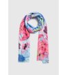 Дамски син шал с цветен принт-2 снимка