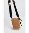 Бежова дамска чанта през рамо с контрастен колан-3 снимка