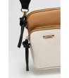 Бежова дамска чанта през рамо с контрастен колан-4 снимка