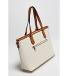 Бежова дамска чанта тип тоте с капитониран ефект-3 снимка