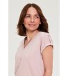 Дамска розова тениска с V-образно деколте-1 снимка