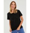 Черна дамска памучна тениска с къс ръкав и камъчета-4 снимка