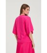 Дамска памучна блуза в цвят фуксия с широк ръкав-3 снимка