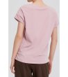 Пудра розова тениска с V-образно деколте-3 снимка