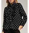 Черна блуза на точки с къдрици-2 снимка