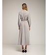 Сива дълга плетена риза рокля с джобове и колан-2 снимка