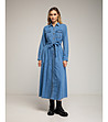 Синя дънкова рокля-риза с колан LightDenim-1 снимка