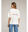 Дамска екрю блуза с къс ръкав и надпис CRAZY GIRL-1 снимка