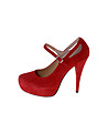 Велурени дамски обувки в червено-1 снимка