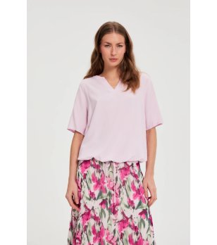 Дамска розова риза с V-образно деколте снимка