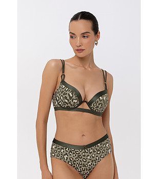 Дамско горнище на бански в маслиненозелено с животински принт APHRODITE снимка